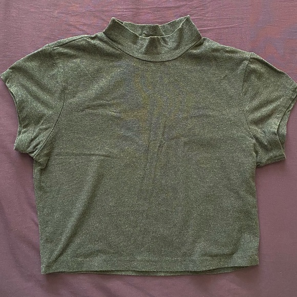 Urban Planet Dark Grey Mock Neck Crop Top - Picture 2 of 6
